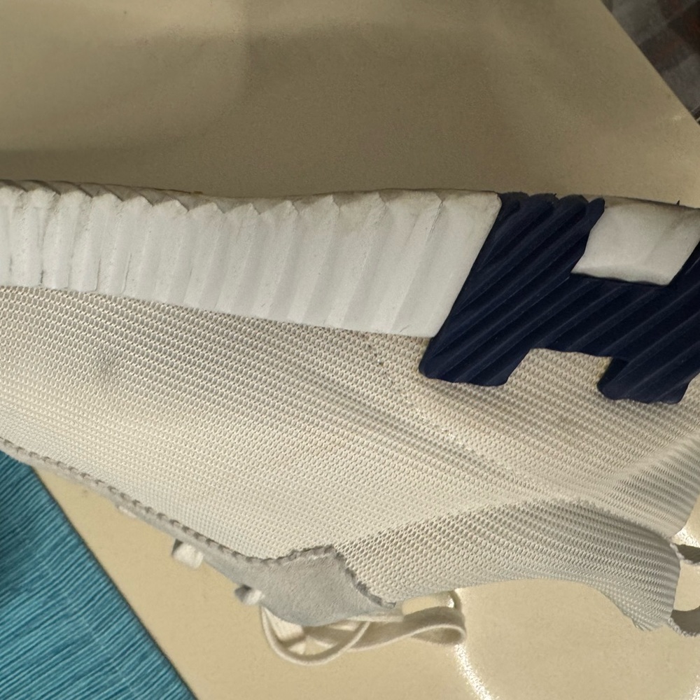 Hermes Bouncing White sneakers with Navy, Yellow H logos